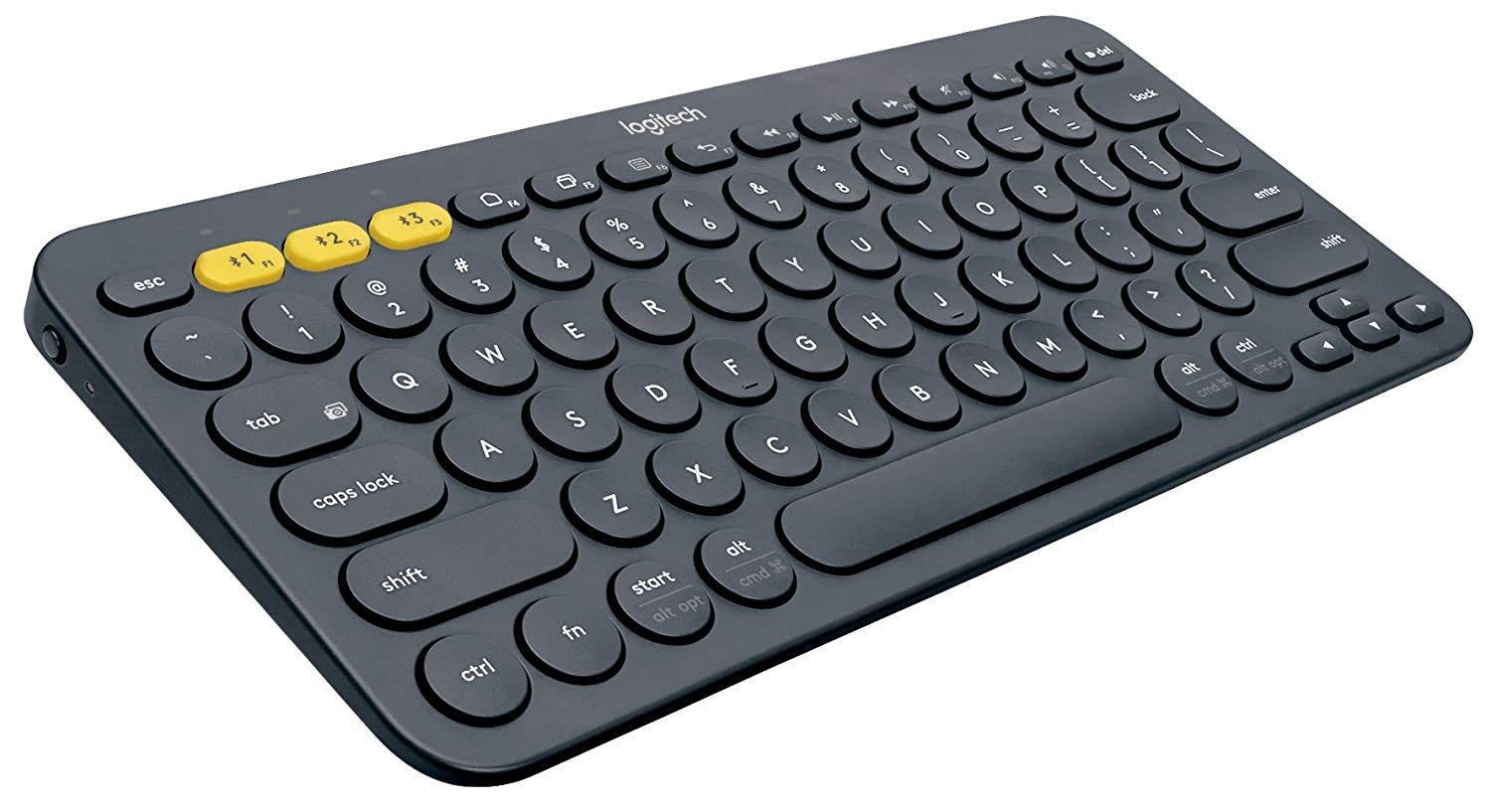 The Logitech K380 keyboard, from the front.