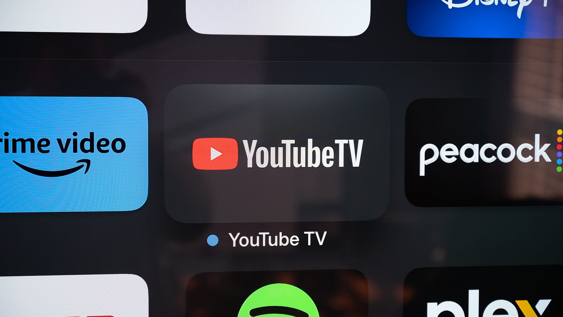 YouTube TV app icon on an Apple TV