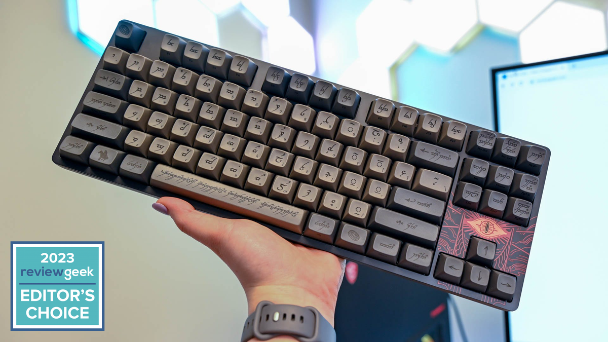 Person holding the Drop + The Lord of the Rings Black Speech Keyboard