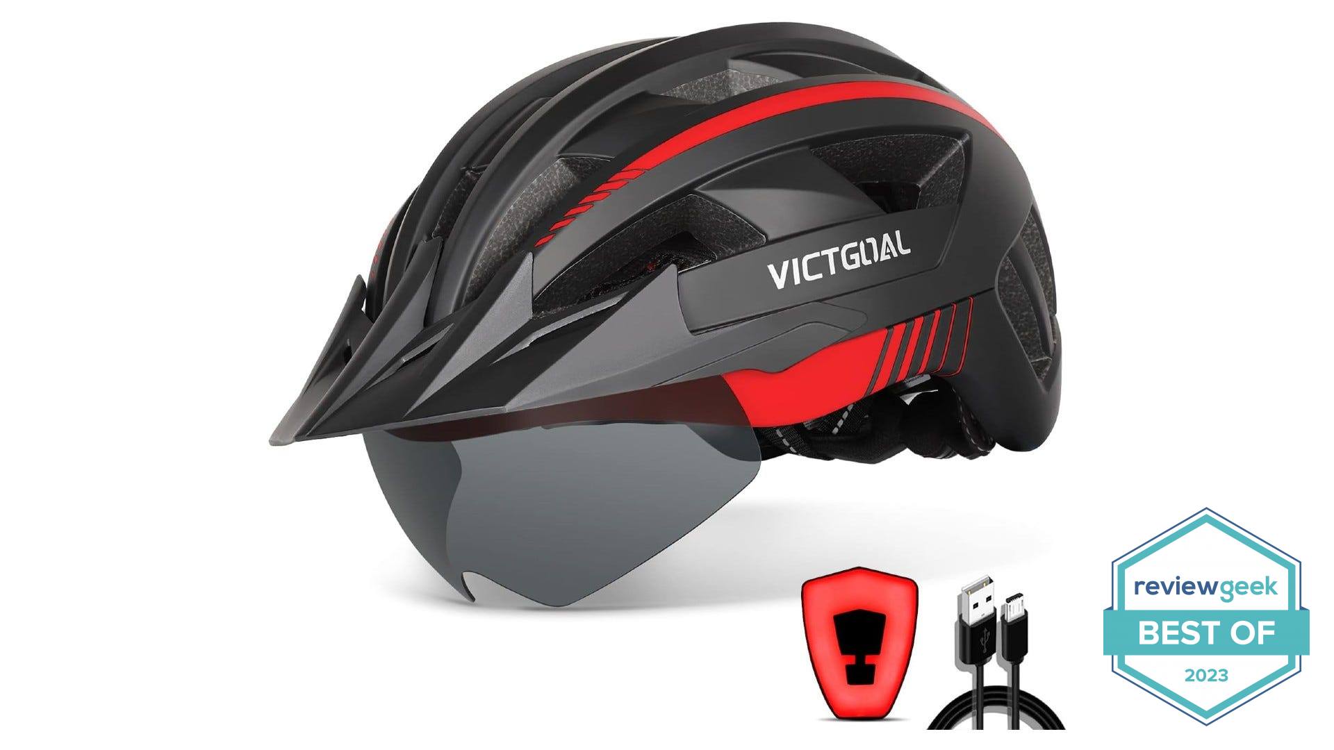 VICTGOAL VG112 Bike Helmet With Rechargeable Rear Light on a white background